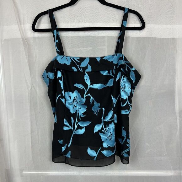 Vintage Alex Evenings 2 piece set sheer floral tank flowy cocktail formal sz XL - Picture 1 of 13